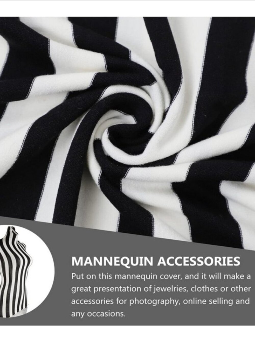 Black and White stripe Female Mannequin Cloth Cover - Picture 9 of 12